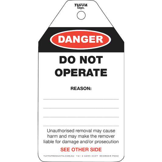 Do Not Operate Tags (packs of 100) Code PD02