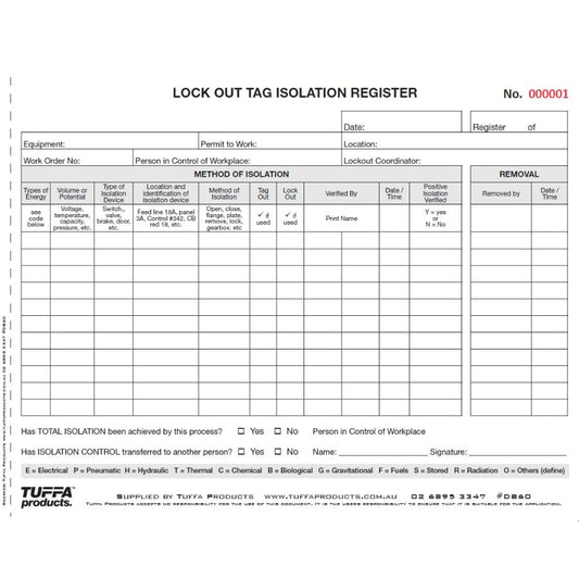 Lockout Register Safety Book Code DB60