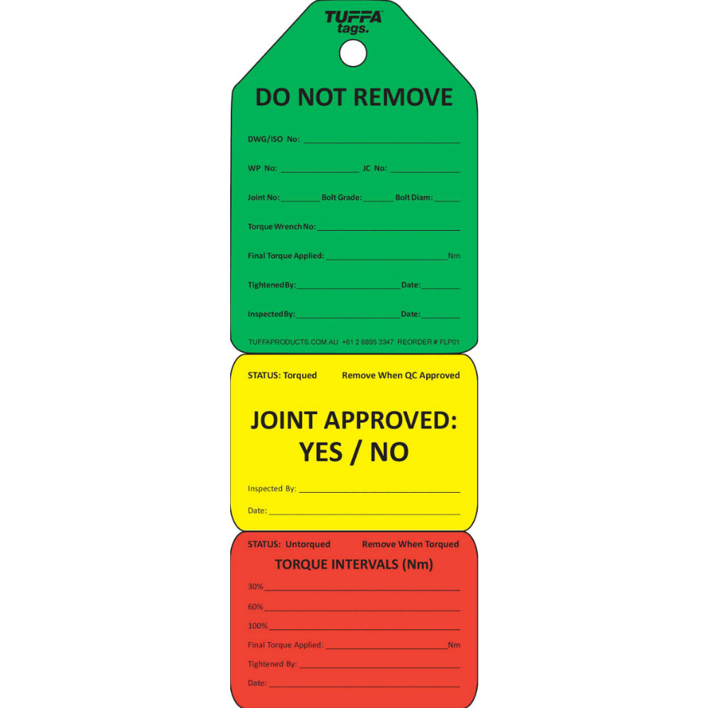 3 Stage Flange Tags - Pack of 100 tags