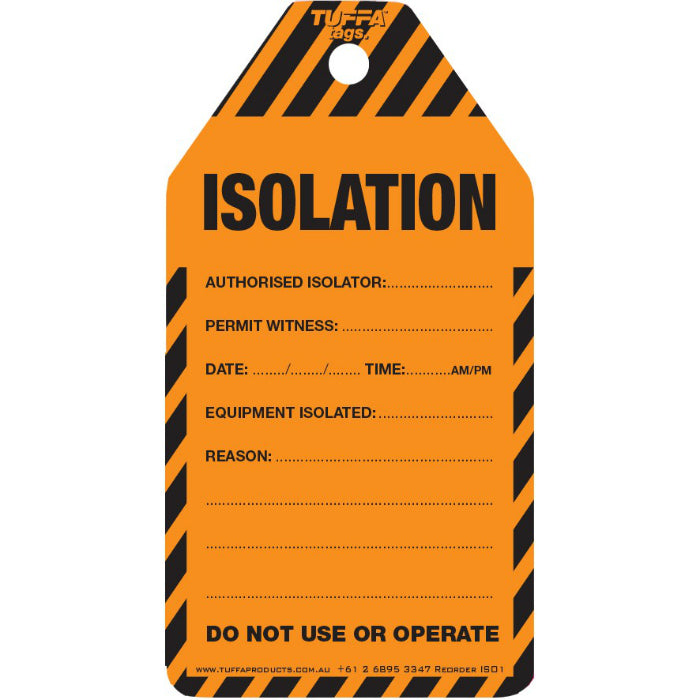 Isolation Tags - Pack of 20