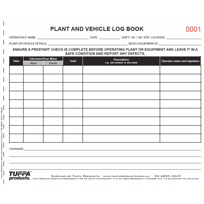 Plant & Vehicle Logbook DB49