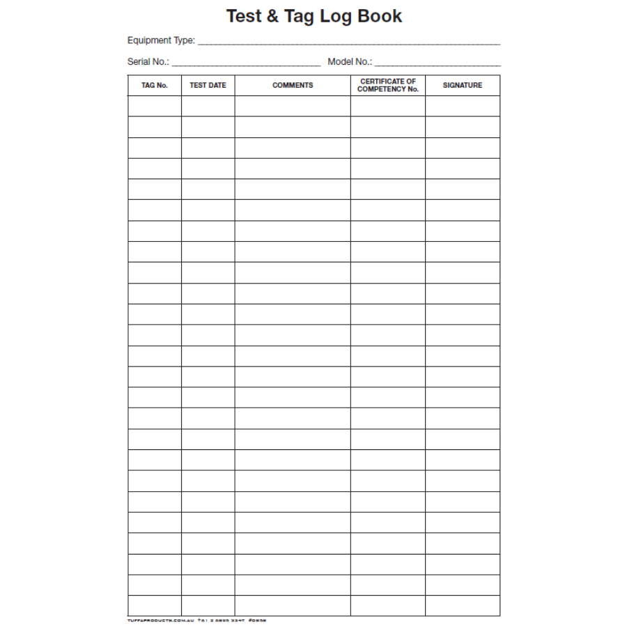 Test and Tag Logbook Code DB58