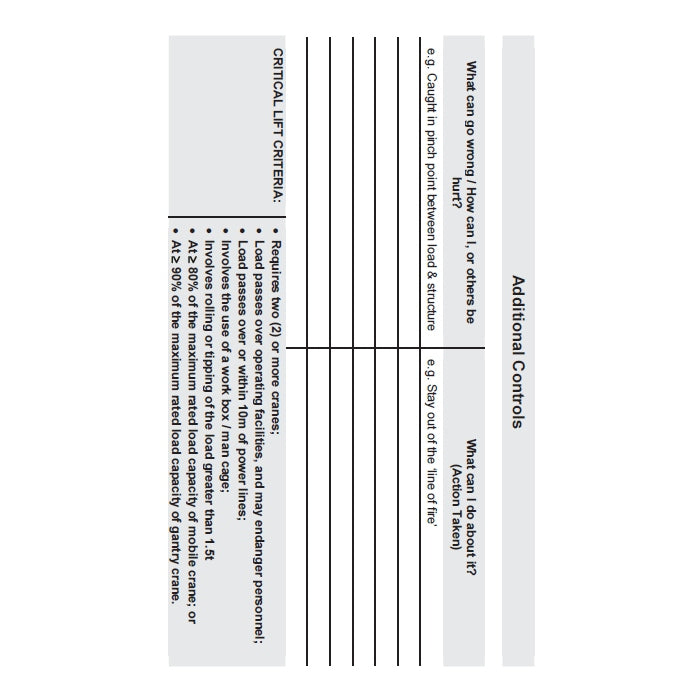 Pre Lift Hazard Assessment Book Code DB61